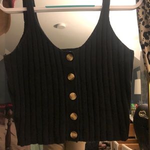 Black knit button up tank top